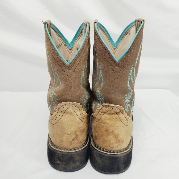 Ariat Women’s Fatbaby Heritage Cowboy Western PullOn Boots Brown/Teal Tan 10b - Picture 6 of 12